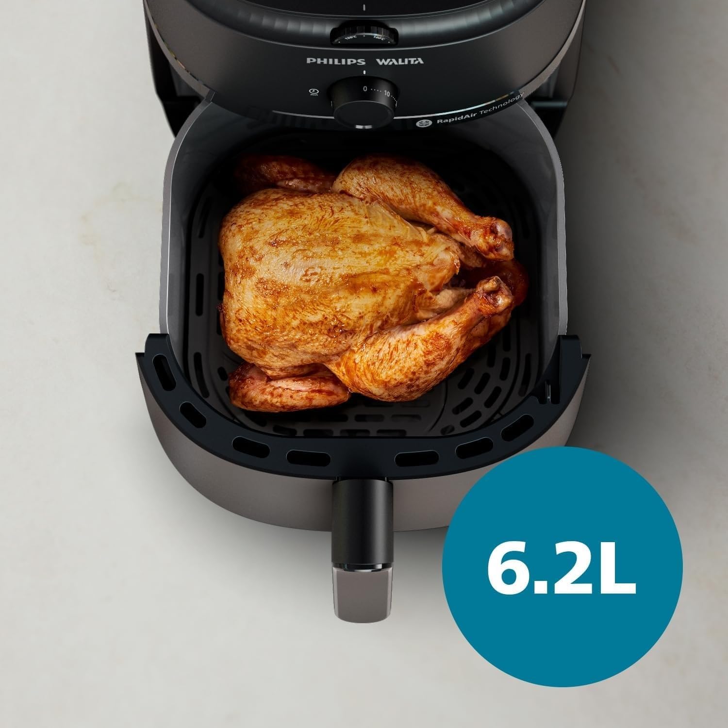 Philips Walita Fritadeira Airfryer Série 1000 XL - 6,2 litros, Tecnologia RapidAir, 12 Modos de Preparo, Até 90% Menos Óleo, 2 anos de garantia, Controle Analógico, Preta, 110v (NA130/00)