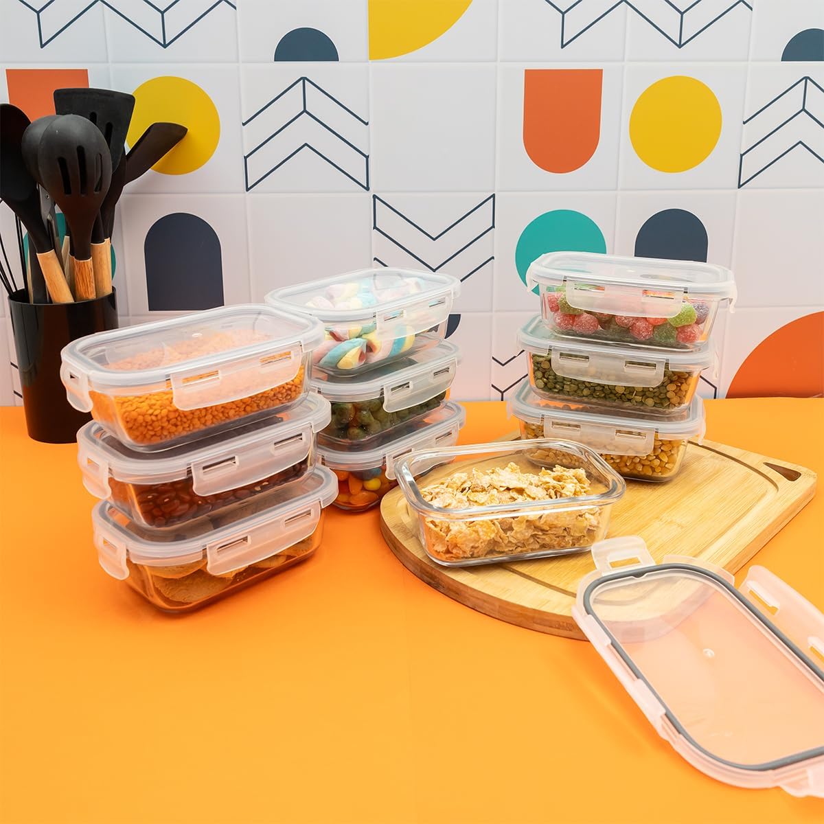 Kit de Potes Herméticos para Conservação de Alimentos
