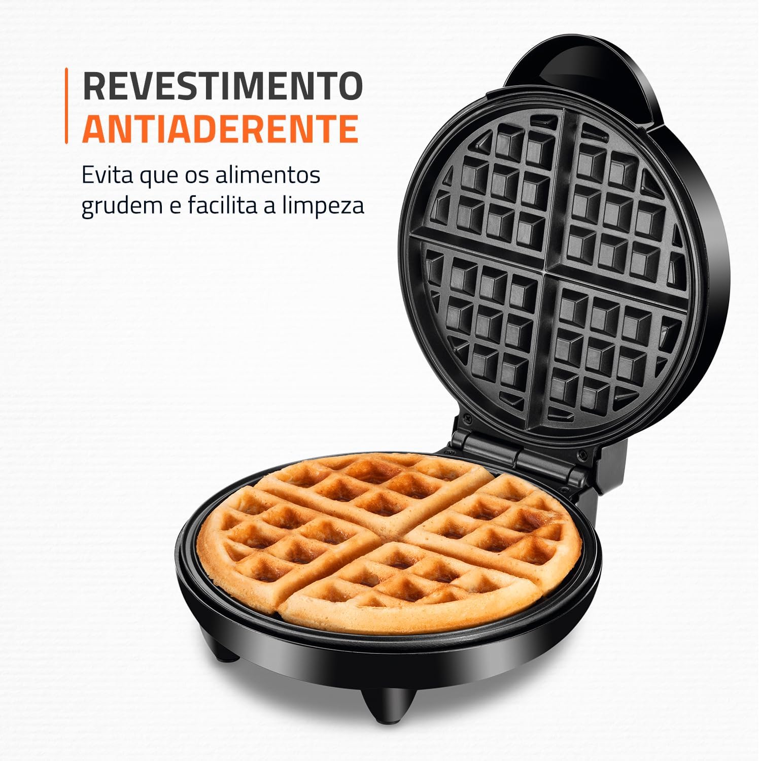 Máquina de Waffles Antiaderente para 4 Waffles
