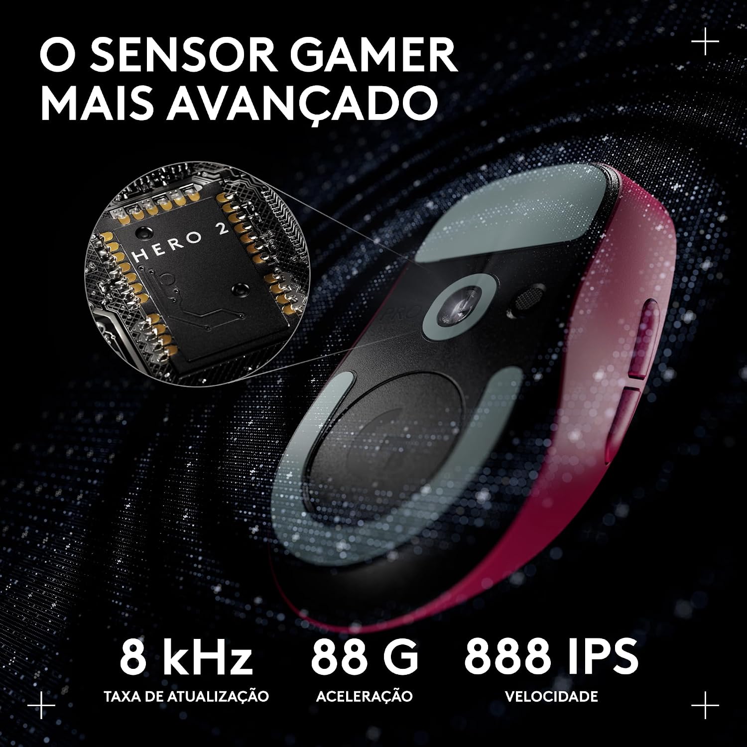Mouse Gamer Sem Fio Logitech G PRO X SUPERLIGHT 2 DEX com Tecnologia LIGHTSPEED, Design Assimétrico para Destros, 5 Botões Programáveis, Sensor Hero 2 com DPI de 44K, Recarregável - Rosa Magenta