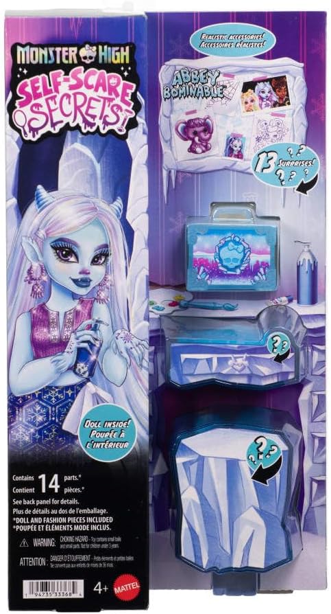 Monster High, Self-Scare Secrets, Abbey Bominable, Boneca Colecionável, Brinquedo com 13 Surpresas, Mattel, Monster High 2025