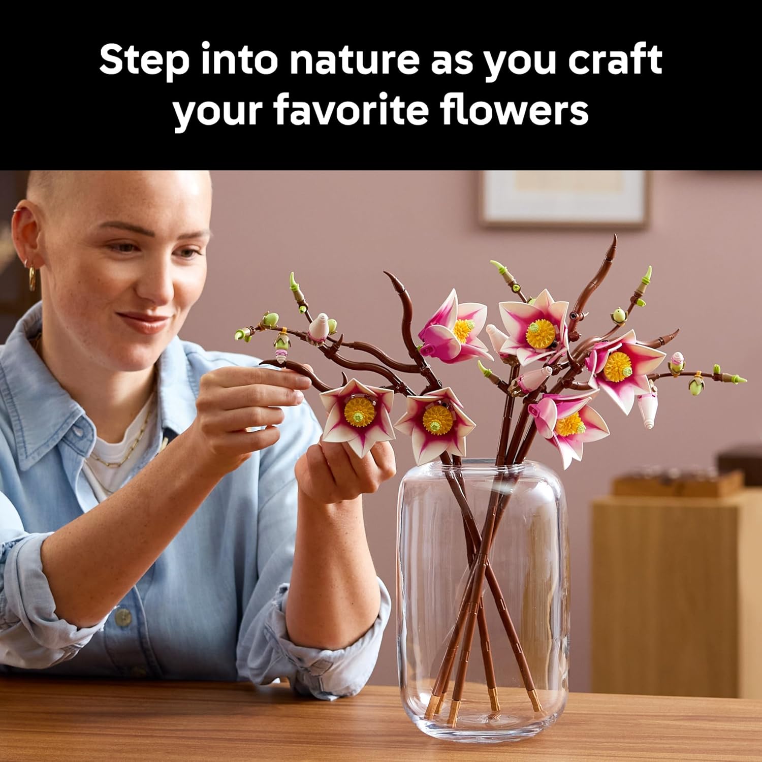 LEGO Botanicals Galhos de Magnólia - Conjunto de Construção para Adultos, Anos 18+ - Flores Artificiais Decorativas para Lar, Escritório - 11510