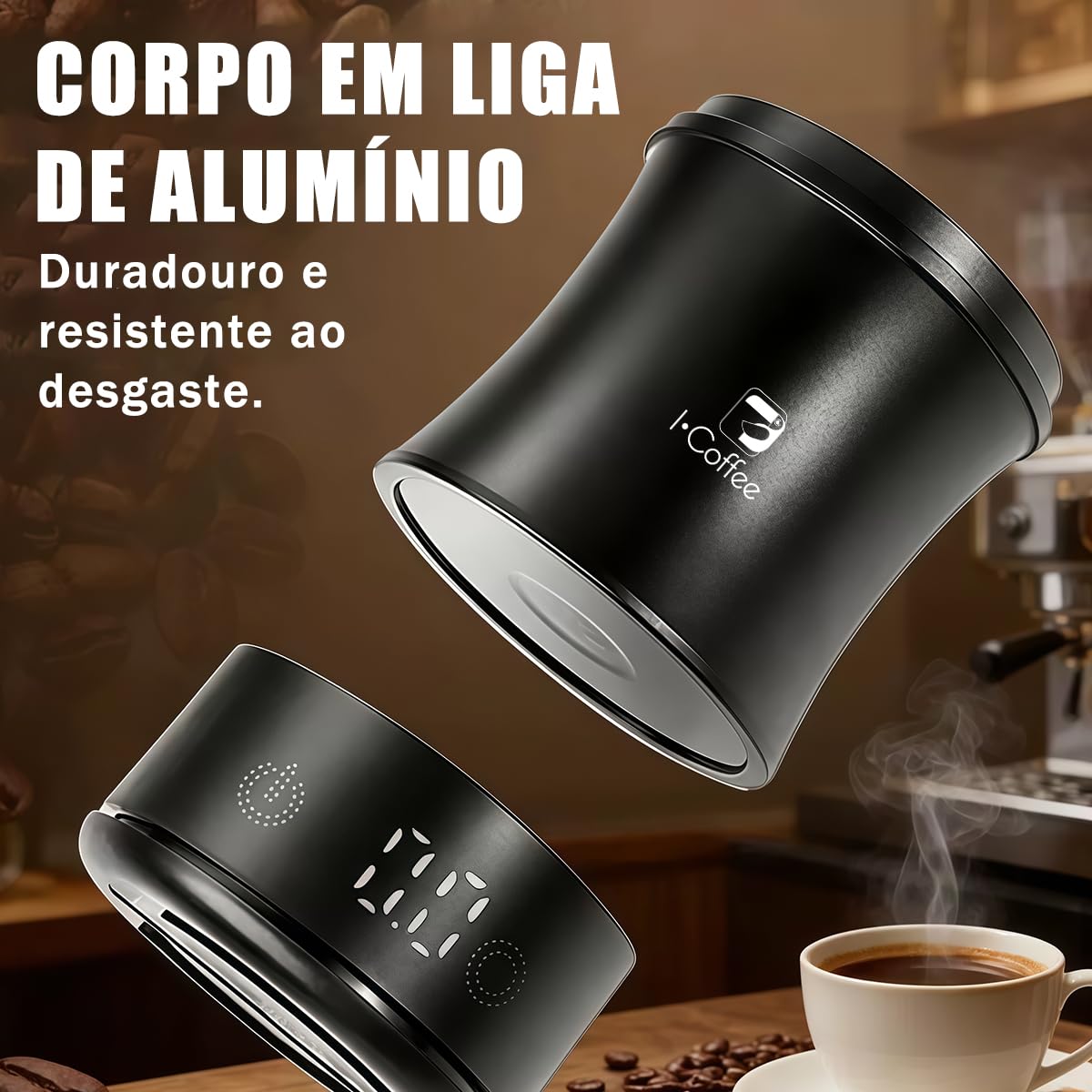 iCoffee Balança Digital de Café, Display Separado – Alta Precisão para Espresso, Pour Over e Drip, Visor LED, Copa Doseadora Incluída, Preto