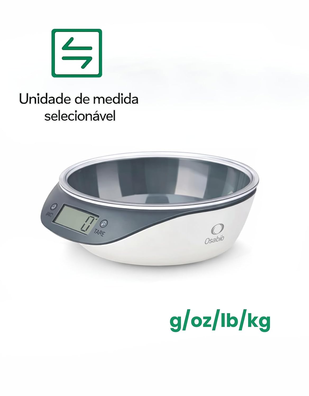 Balança Digital de Cozinha 5kg com Tigela Removível e Display LCD