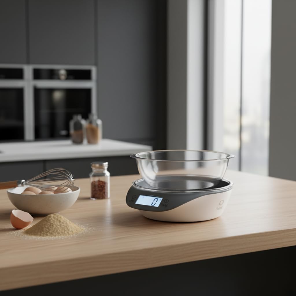 Balança Digital de Cozinha 5kg com Tigela Removível e Display LCD