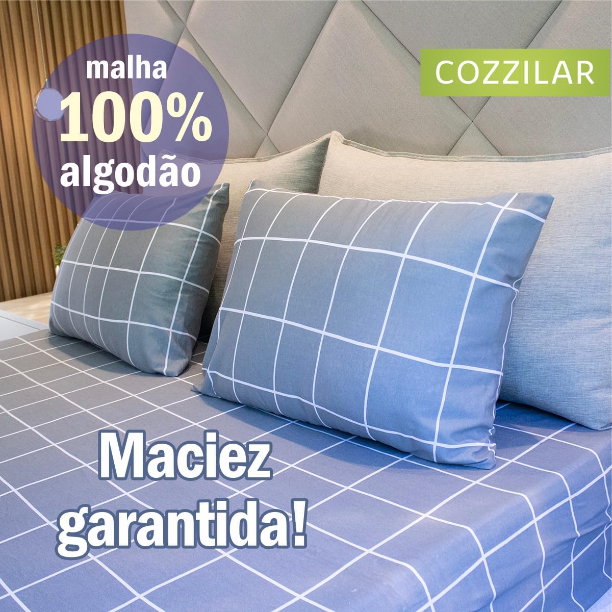 Jogo de Lençol Cama Casal 3 Peças Estampado 100% Algodão com Elástico e Toque Macio Cozzilar (Modelo 11)