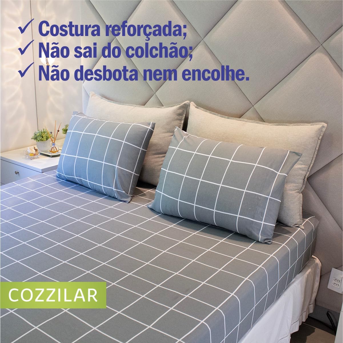 Jogo de Lençol Cama Casal 3 Peças Estampado 100% Algodão com Elástico e Toque Macio Cozzilar (Modelo 11)
