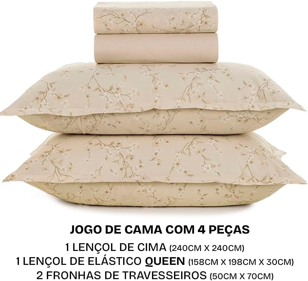 Jogo de Cama Queen Karsten 100% Algodão Penteado Beatriz