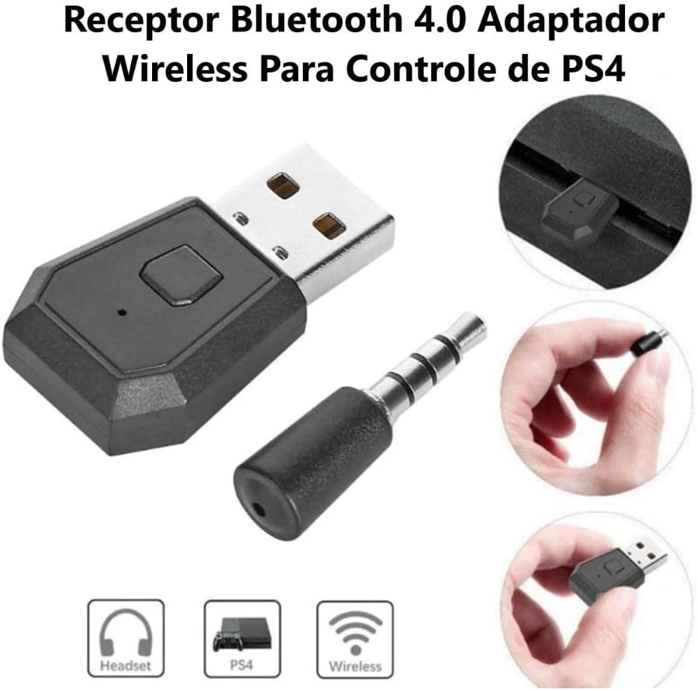 Adaptador Bluetooth USB para PS4 e PS5 com Áudio e Microfone