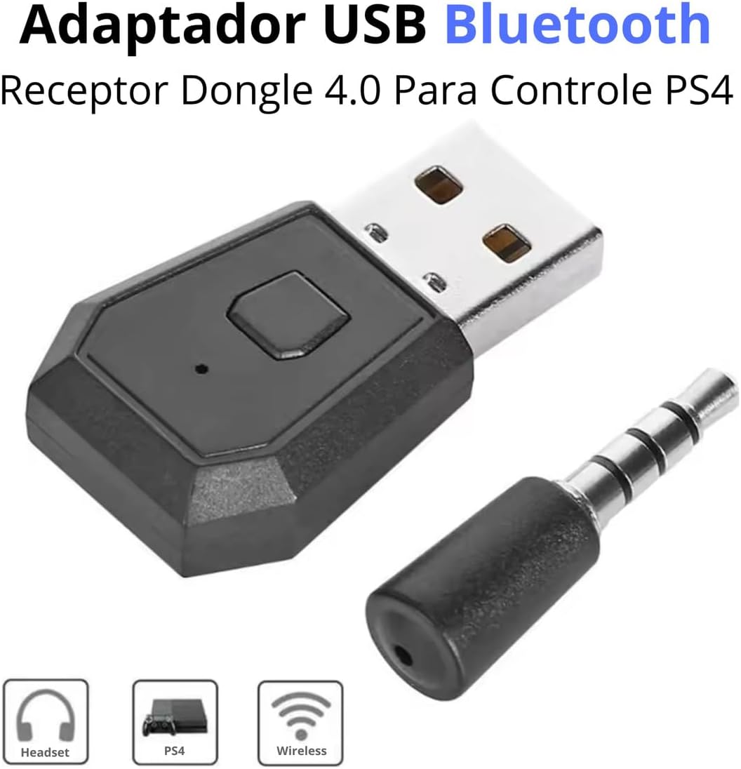 Adaptador Bluetooth USB para PS4 e PS5 com Áudio e Microfone
