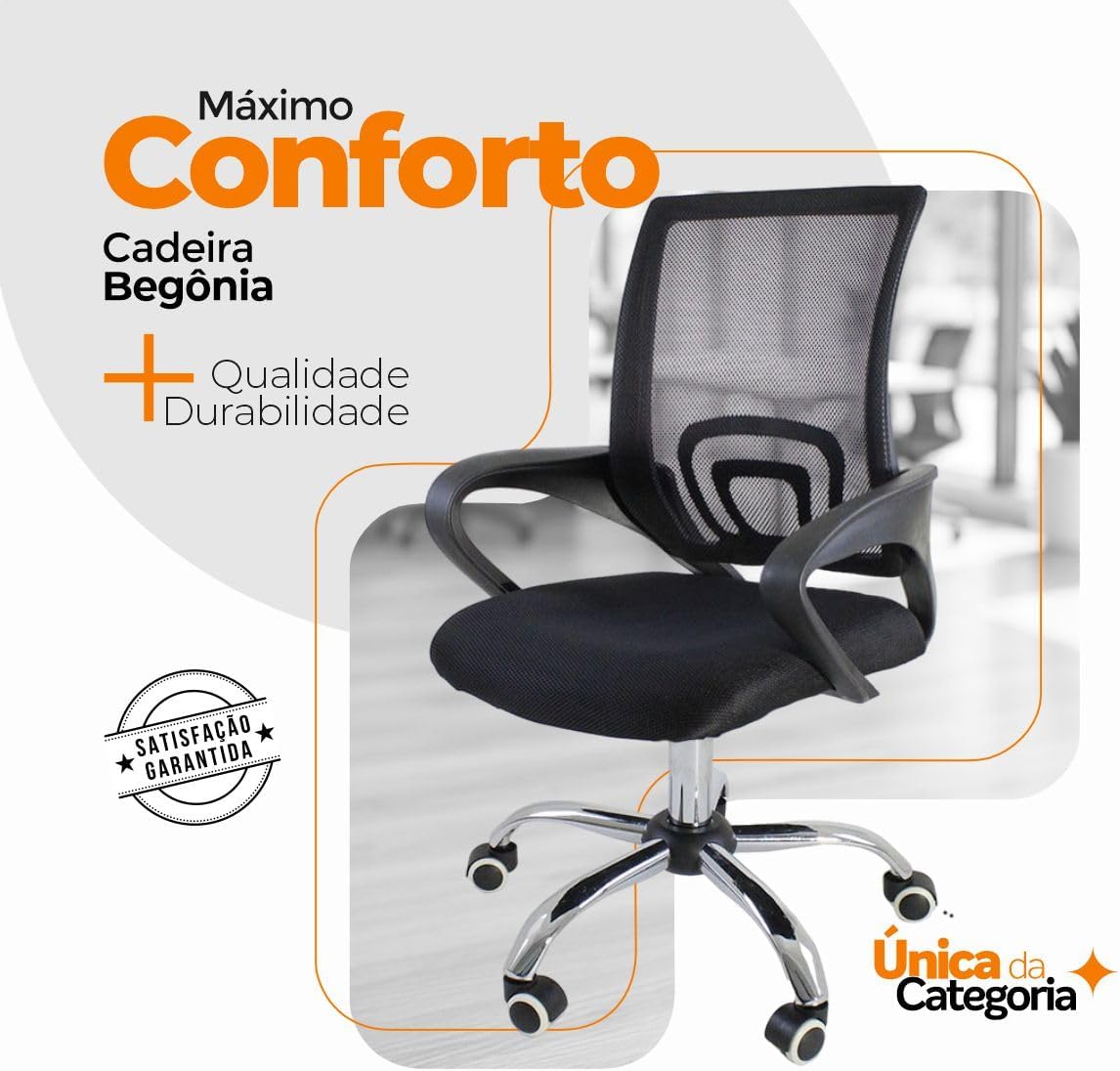 Cadeira Ergonômica Giratória com Tela Mesh e Ajuste de Altura