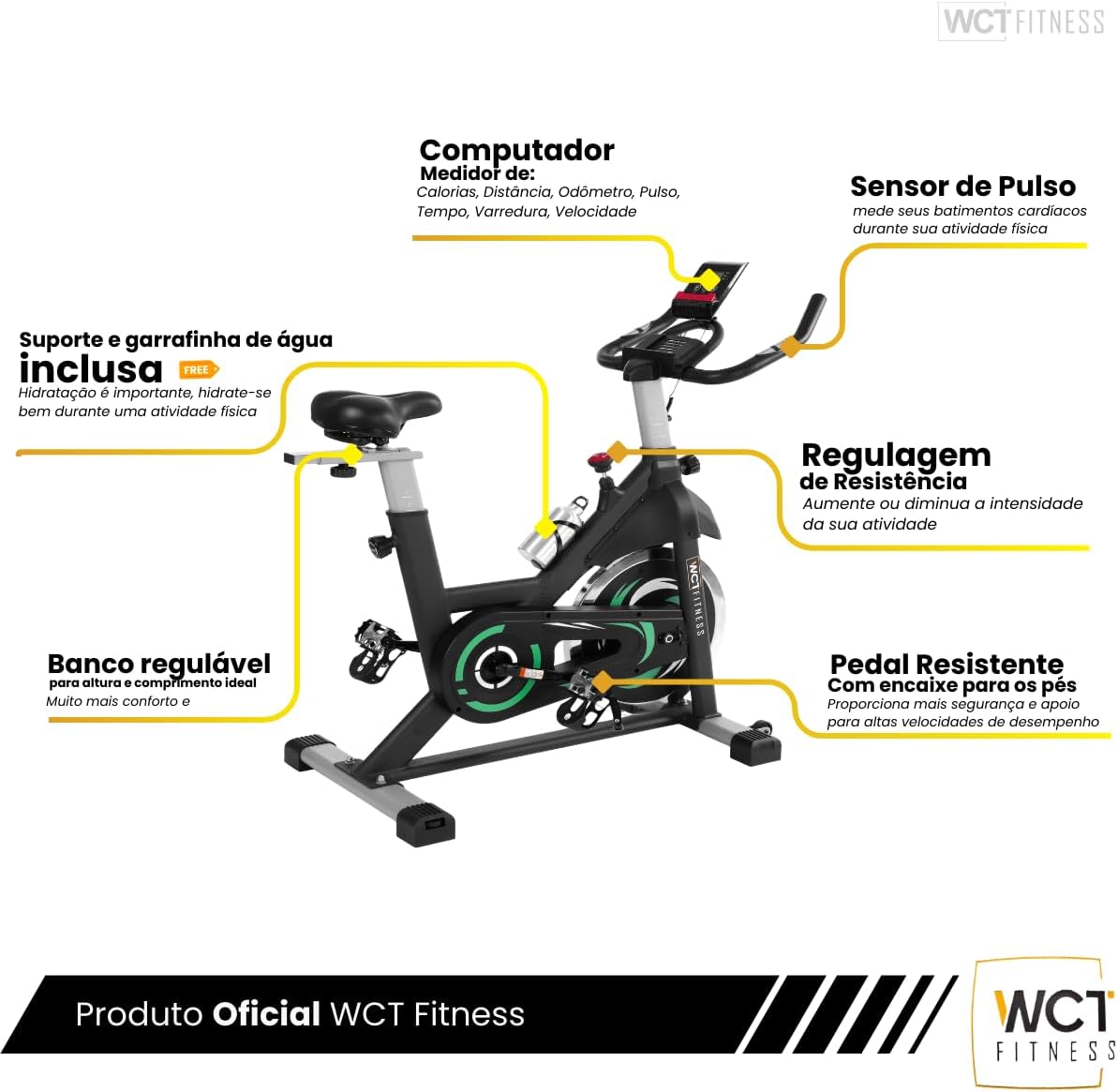 Bicicleta Ergométrica com Assento Ajustável e Monitor de Exercícios