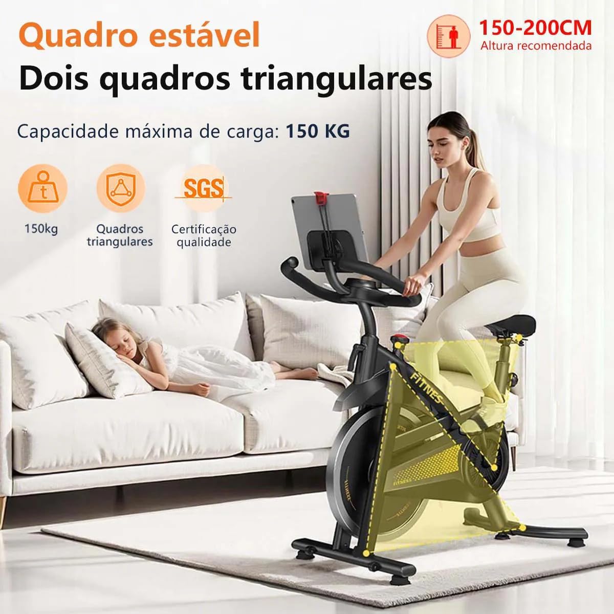 Bicicleta Spinning Com Roda De Inércia De 13kg Bicicleta de Spinning Personalizada, Bicicleta de Ciclismo Indoor para Fitness Suporta 150kg Sensor Cardíaco Monitor Digital Correia Silenciosa
