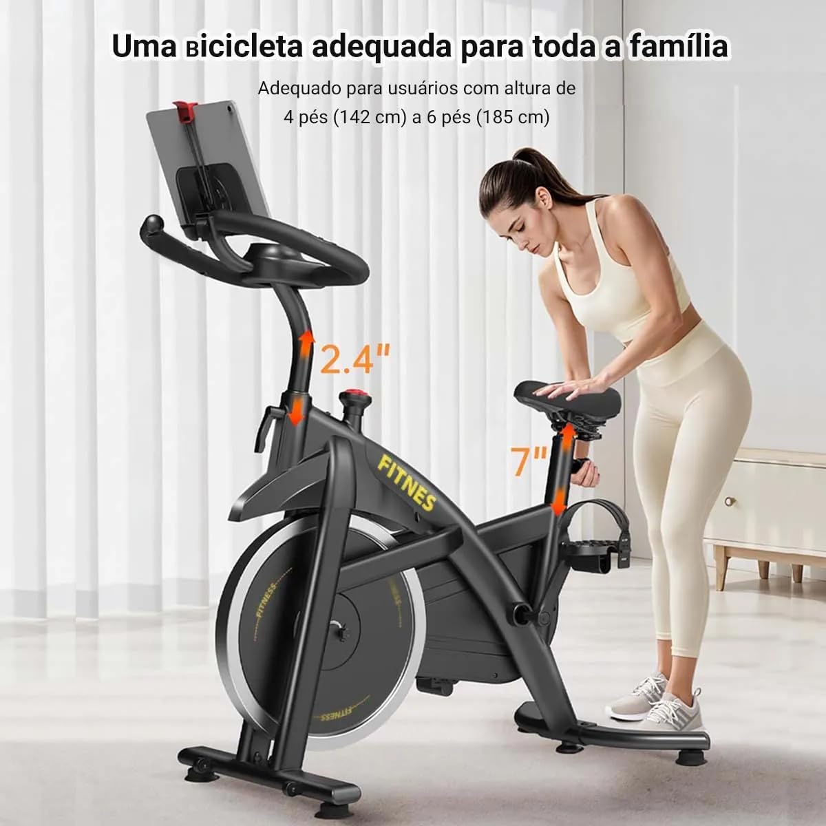 Bicicleta Spinning Com Roda De Inércia De 13kg Bicicleta de Spinning Personalizada, Bicicleta de Ciclismo Indoor para Fitness Suporta 150kg Sensor Cardíaco Monitor Digital Correia Silenciosa