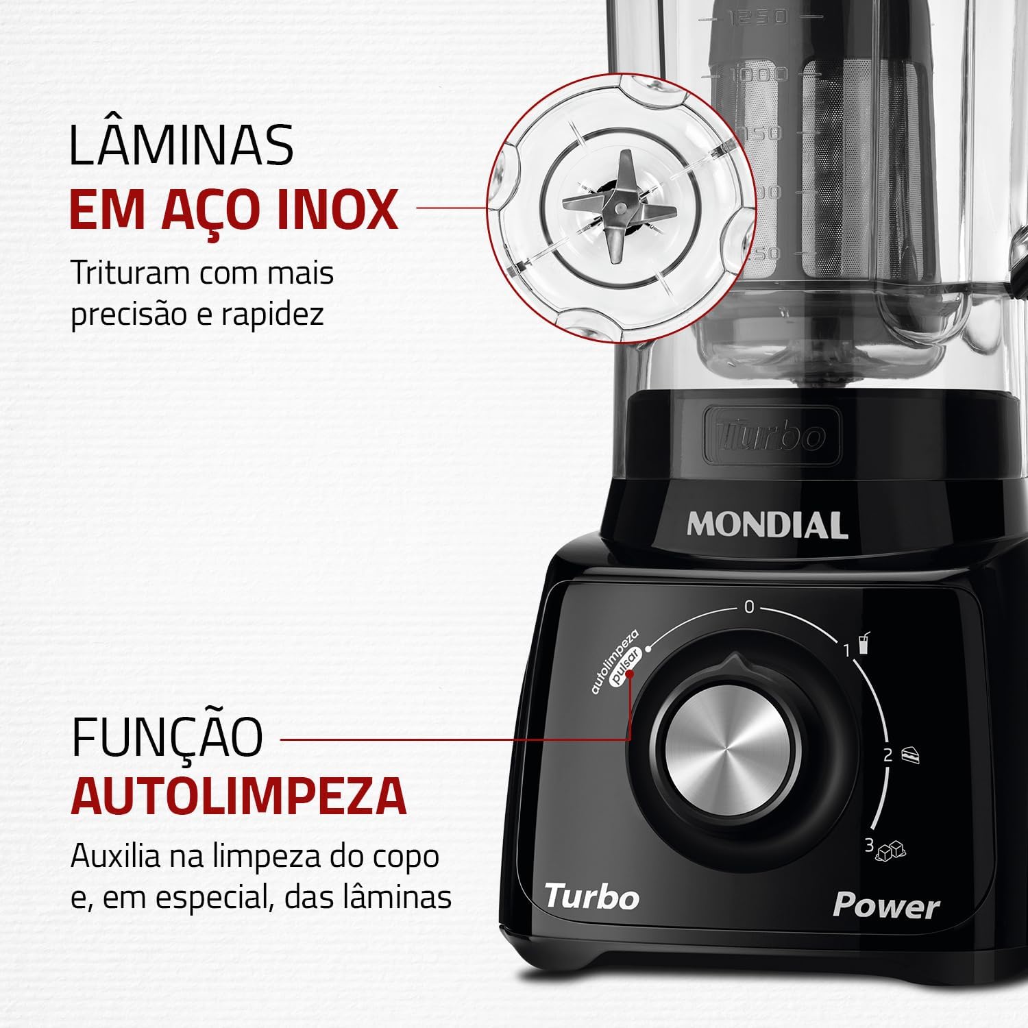 Liquidificador 550W 2,2L com 3 Velocidades e Pulsar