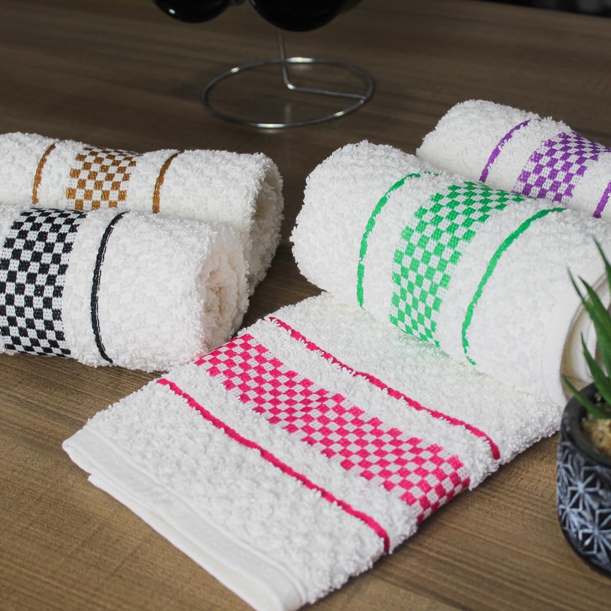 Kit 10 Pano de Prato Atoalhado Para Cozinha Felpudo Malta 45x70cm 370g/m² 100% Algodão - Marrom
