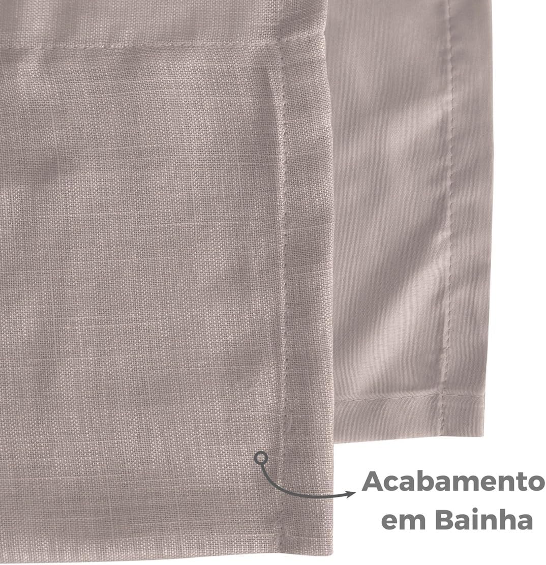 Cortina Linho Flame Voil de Gaze 2,80m x 2,50m com Forro e Abraçadeira - Palha