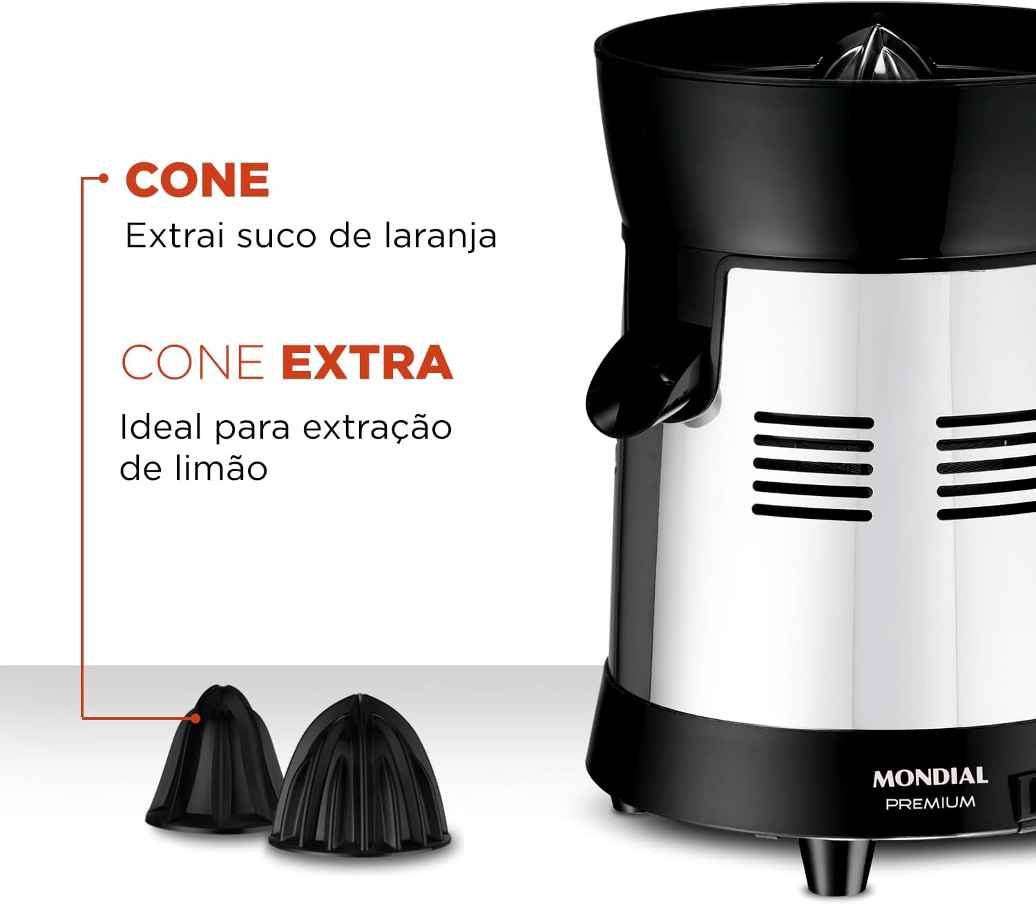 Espremedor de Frutas 250W 1 Litro com 2 Cones