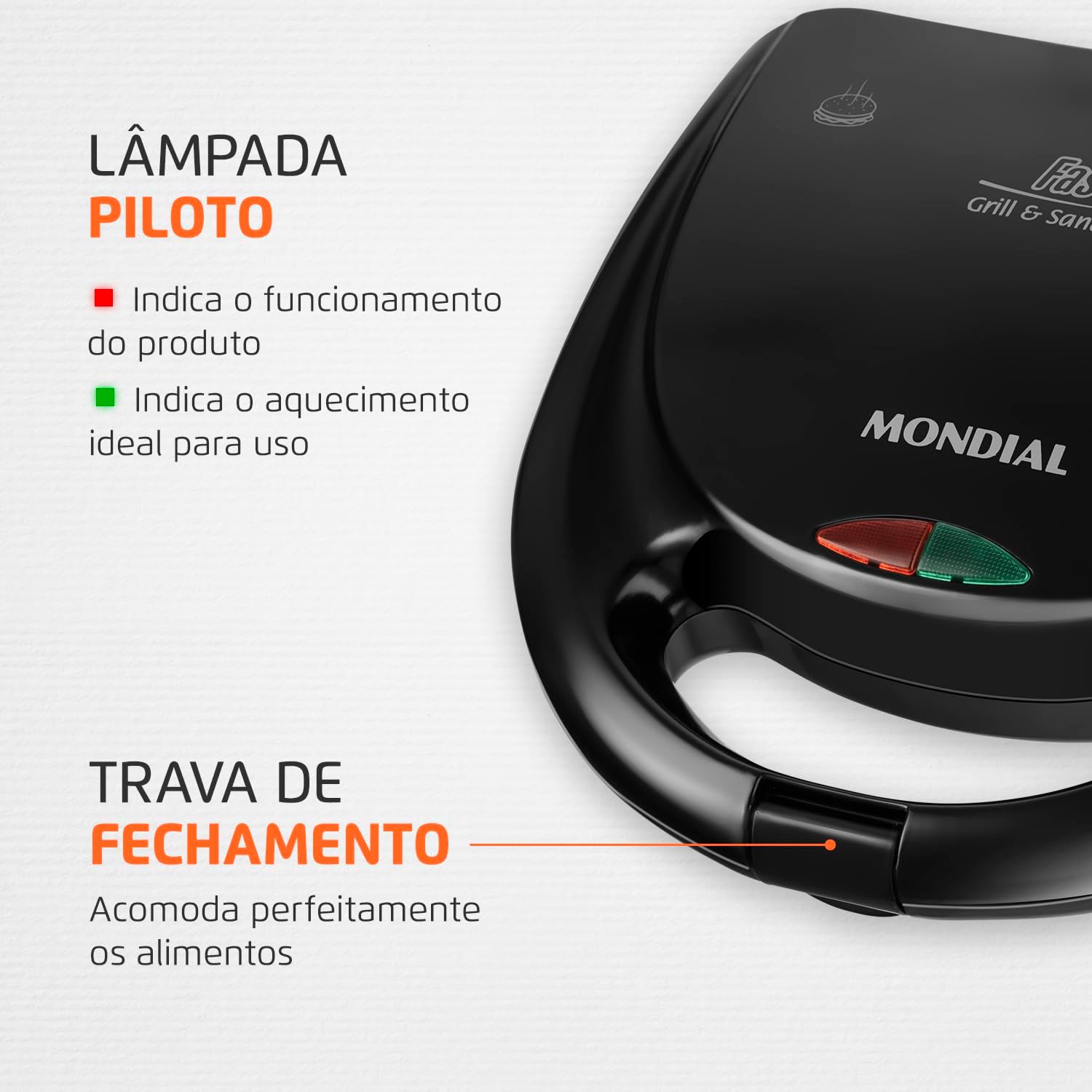 MONDIAL Sanduicheira Fast Grill &amp; Sandwich, Preto, 750W, 220V - S-12