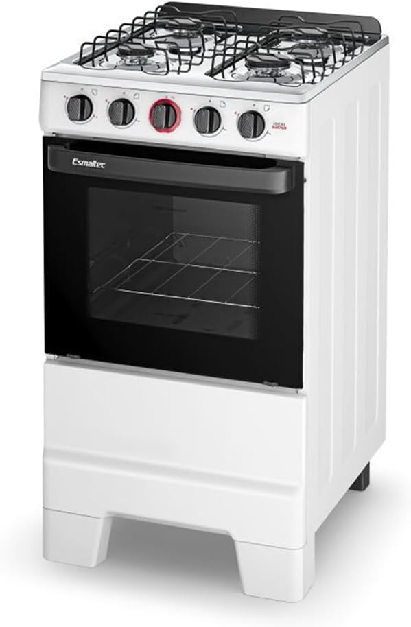 Fogão 4 Bocas com Acendimento Automático, Mesa Inox e Forno 50L