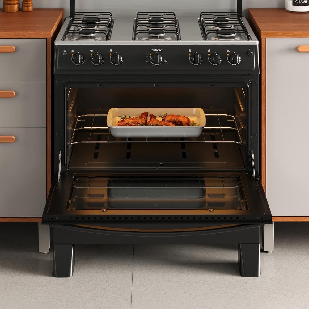 Fogão 6 Bocas com Acendimento Automático e Forno 82L Mesa Inox