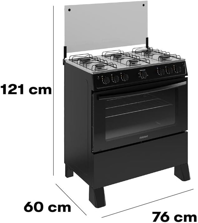 Fogão 6 Bocas com Acendimento Automático e Forno 82L Mesa Inox