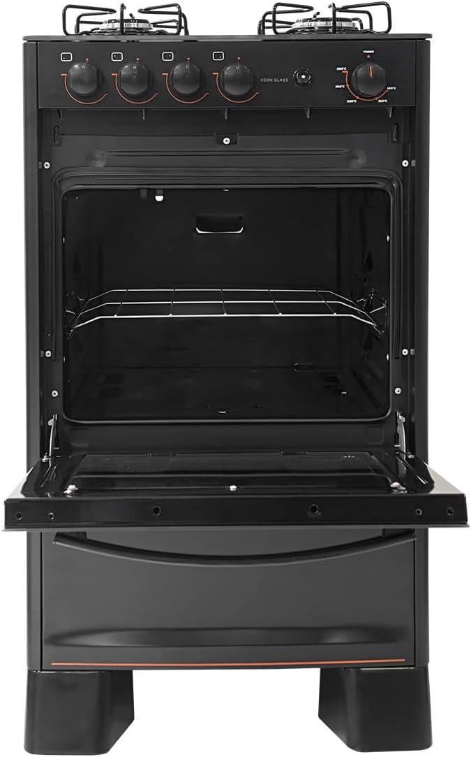 Fogão Suggar Cook Glass 4 Queimadores Mesa Vidro Preto Bivolt FGVCG410PT