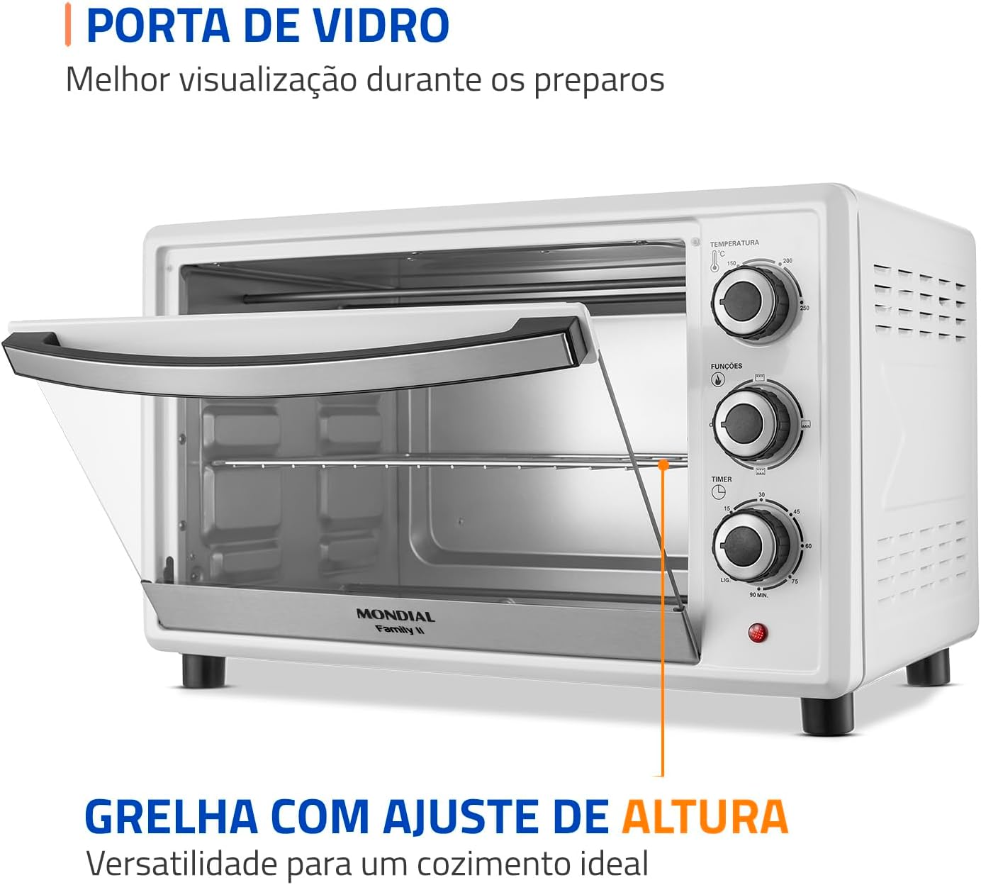 MONDIAL Forno Elétrico 42L Family II, Branco/Inox, 1600W, 220V - FRN-42-W