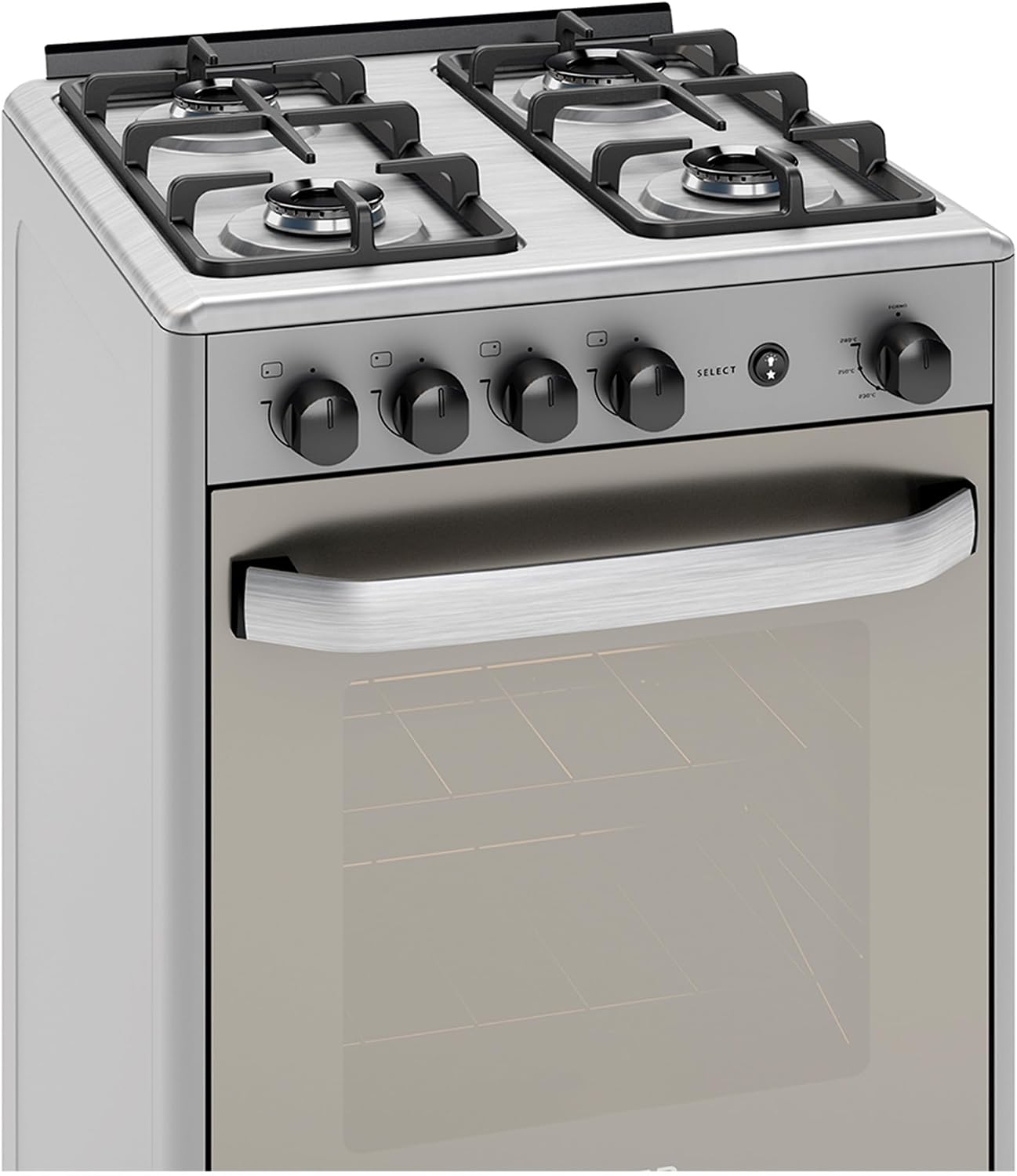 SUGGAR FOGÃO SELECT PRATA MESA DE INOX 4 BOCAS TREMPES DUPLAS FERRO FUNDIDO PORTA ESPELHADA ACENDIMENTO AUTOMÁTICO BIVOLT FGISL410PRIX
