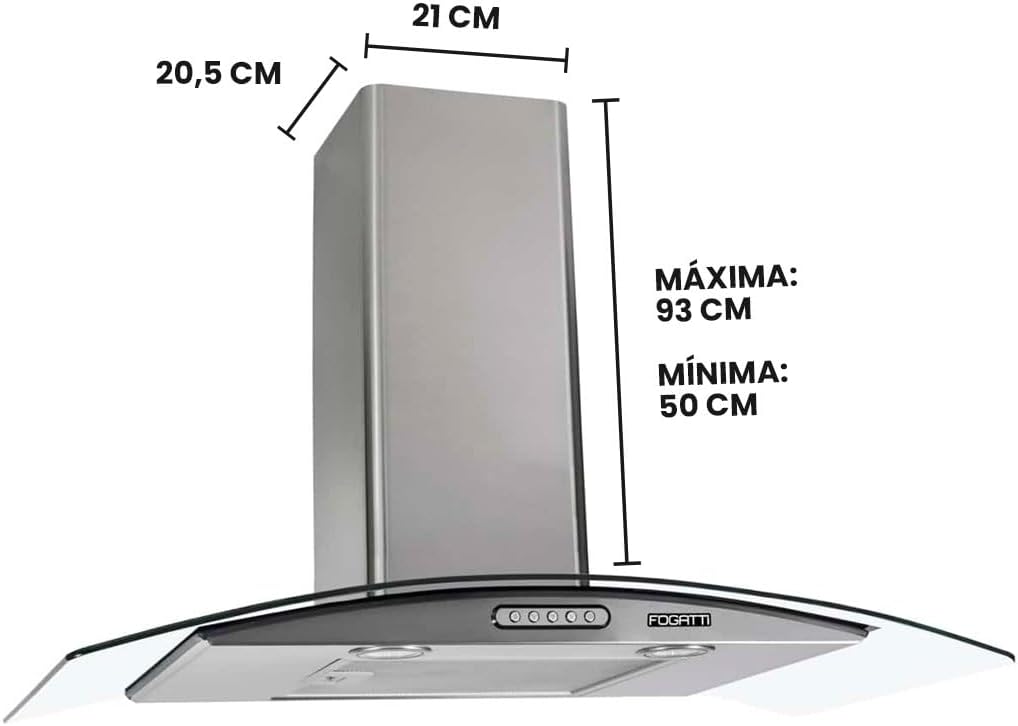COIFA DE PAREDE Fogatti VIDRO CURVO DUTO SLIM INOX 80CM 220V