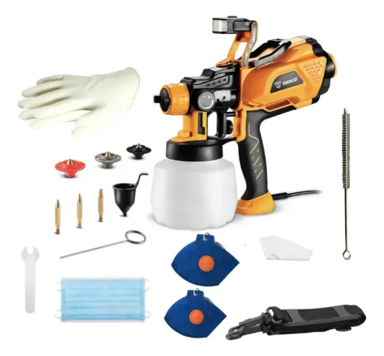 Pistola de Pintura HVLP Deko 600W LED 1,2L 3 Bicos