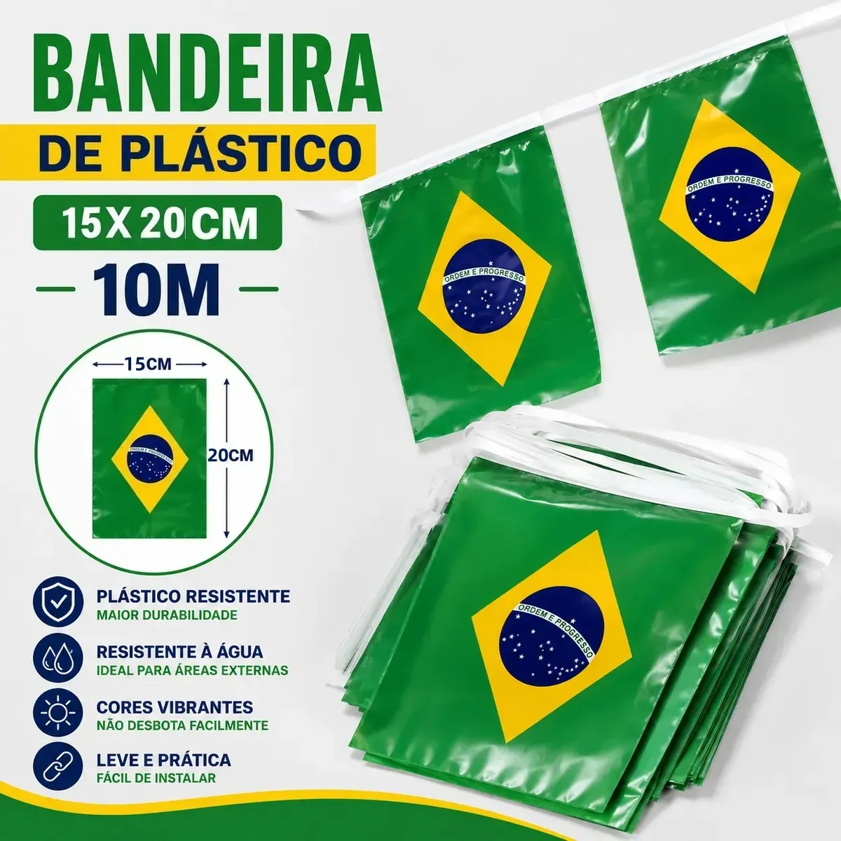 Kit 50/80 Metros Bandeirinhas Varal Brasil Copa Do Mundo2026