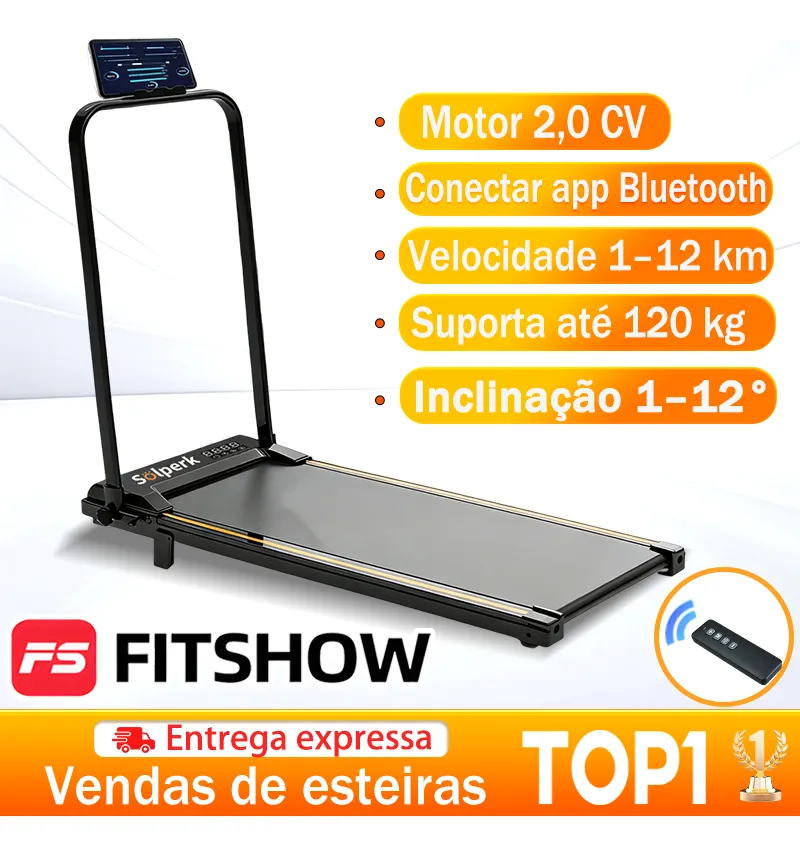 Esteira Elétrica Plana Residencial Preta Cor Preto Bluetooth