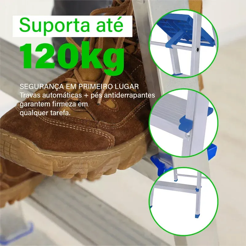 Escada Resistente Dobrável 6 Degraus