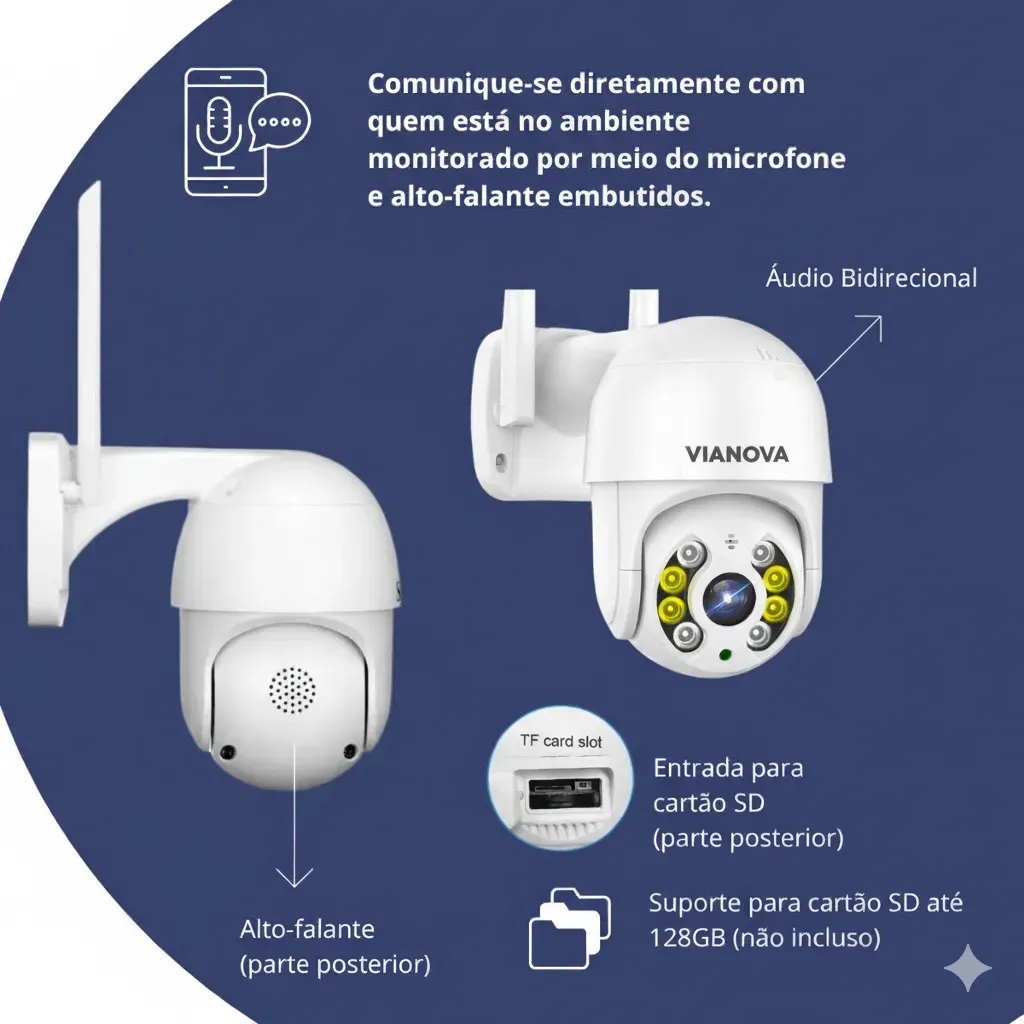 Camera Segurança Wifi Yoosee Mini Dome Full Hd Vianova Branco - Bivolt 110V/220V