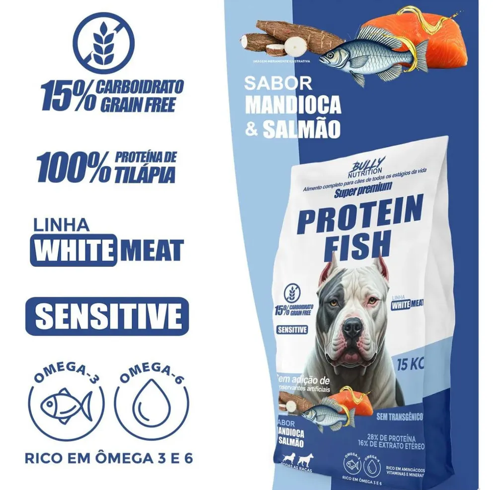 Ração Protein Fish 15kg + Suplemento Bully Protein 1,2kg