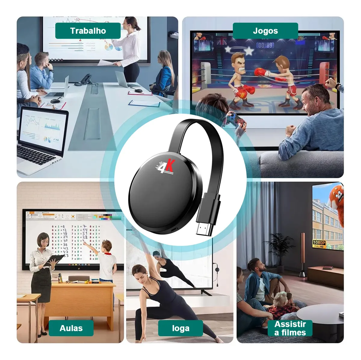 Conversor Tv Para Smart Espelhamento De Tela 4K Dual Band 2.4/5GHz Hdmi Para Android E Ios - Compatível Com Tv Antiga Samsung, Lg, Philips E Philco - Dongle Ideal Para Reunião, PC E Celular