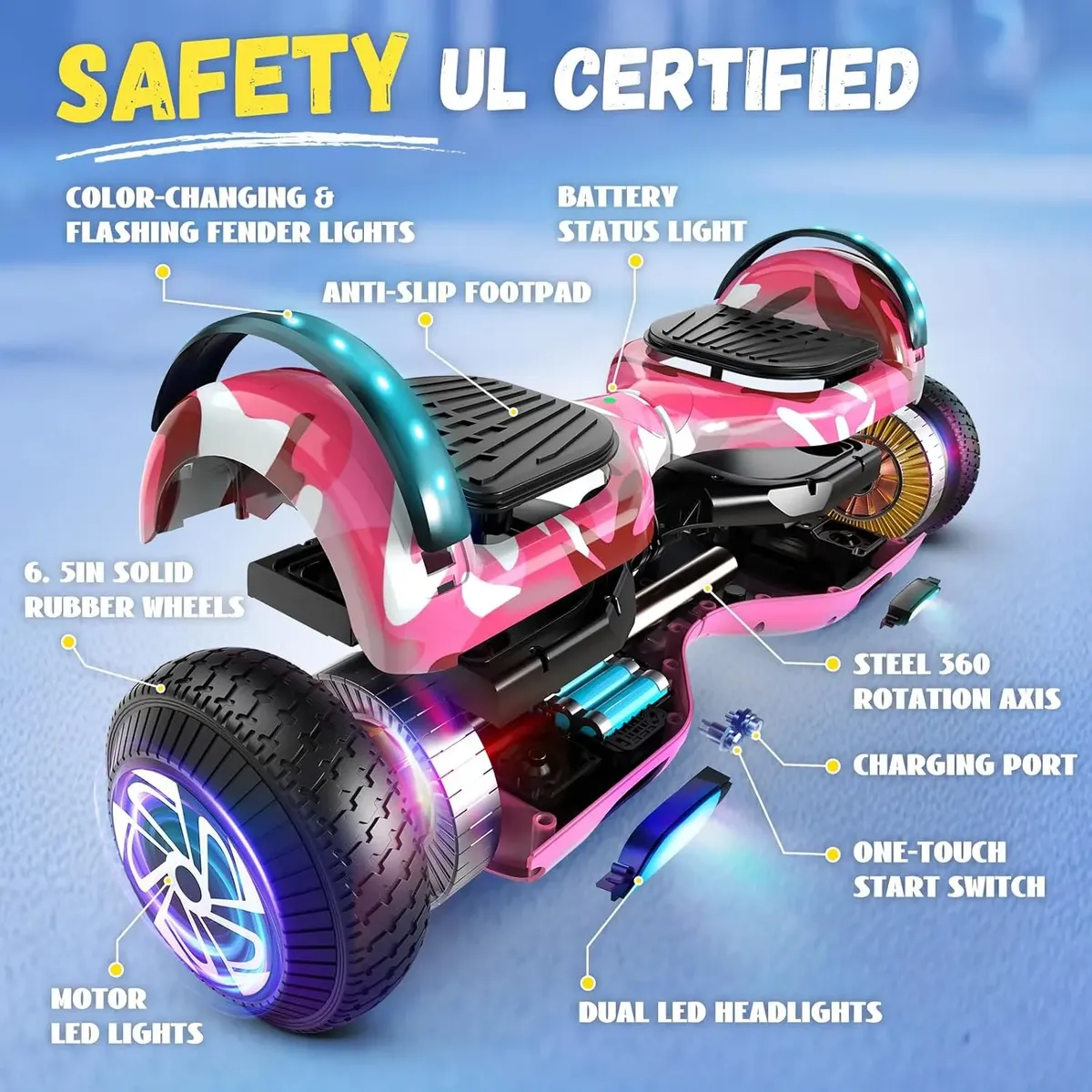 Skate Elétrico Hoverboard Balance 6,5 Polegadas Bluetooth