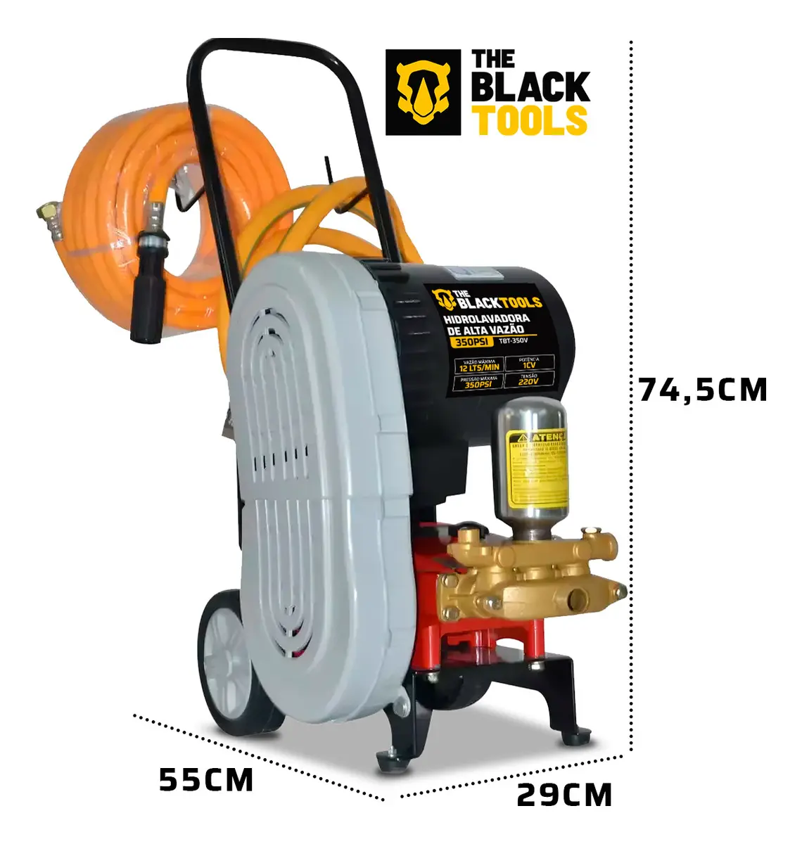 Lavadora De Alta Pressão Equipado Motor 1hp 350 Libras Monofásico Tbt-350v The Black Tools - Bivolt 110V/220V