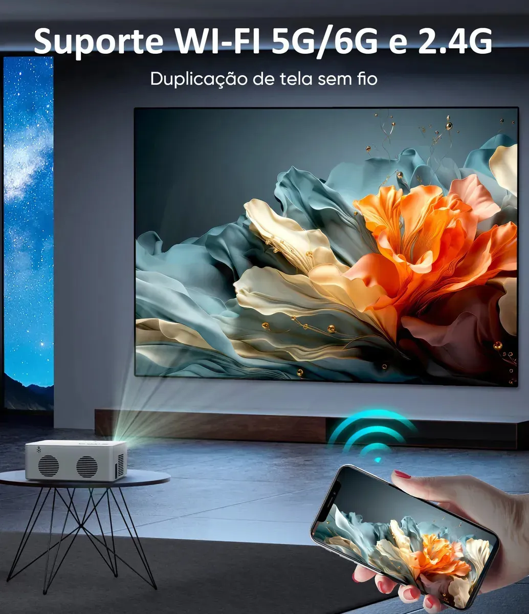 Projetor Profissional Android 4k Portátil 5g Wifi Full Hd