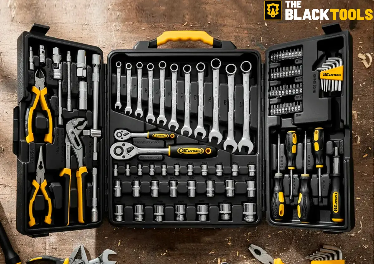 Caixa Jogo De Ferramentas 110 Peças Aço Cromo Vanádio Completo Maleta Para Mecânico Profissional Ttk110 The Black Tools