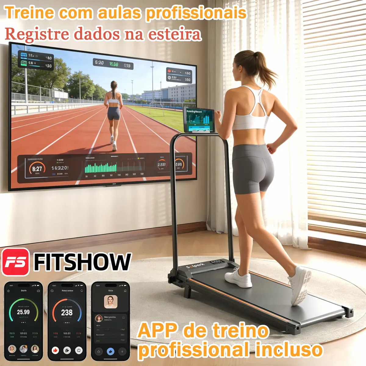 Esteira Elétrica Plana Residencial Preta Cor Preto Bluetooth
